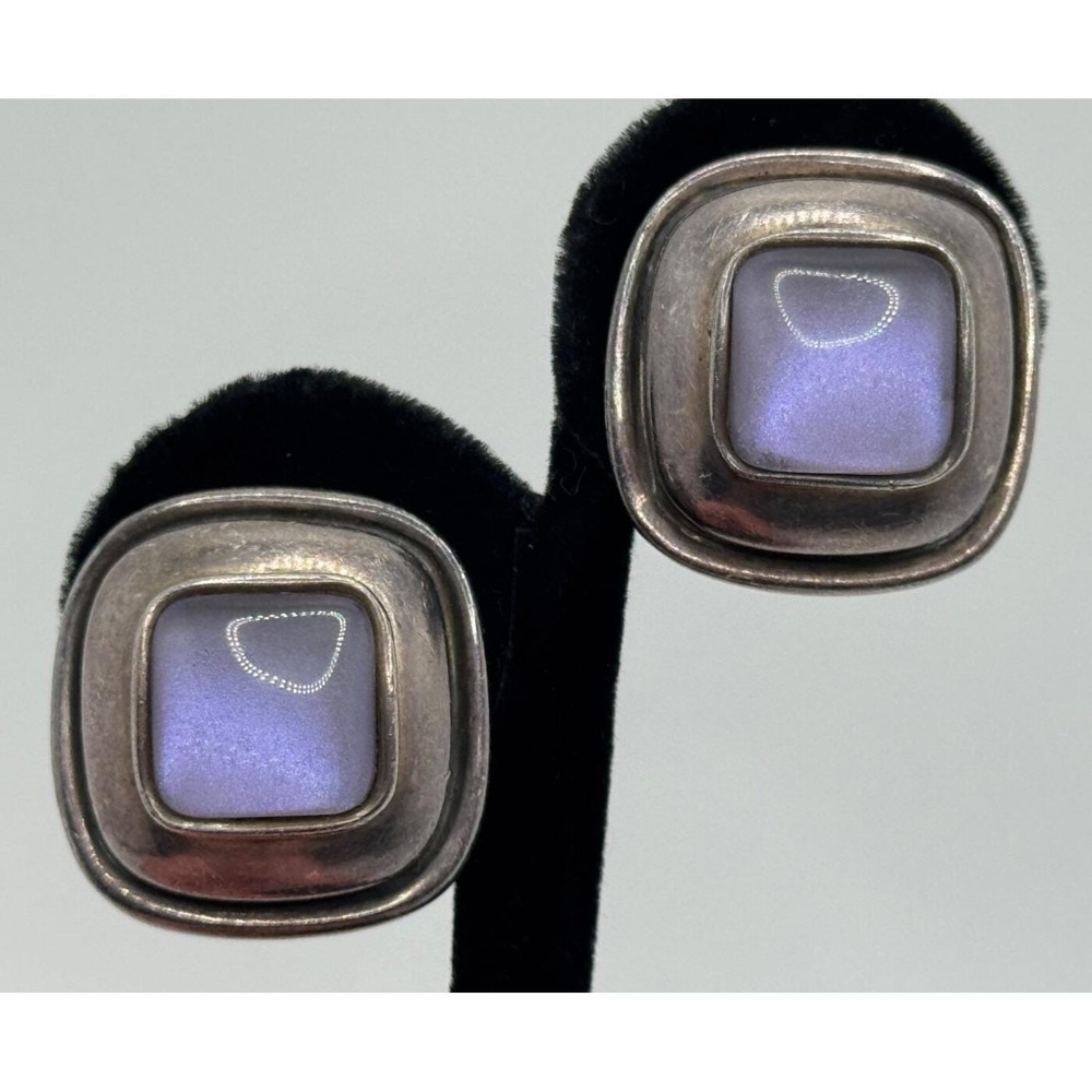 2001 Steve Vaubel Sterling Silver‎ Glass Clip On Earrings